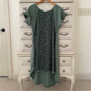 Vici Green and Black Polka Dot Dress
